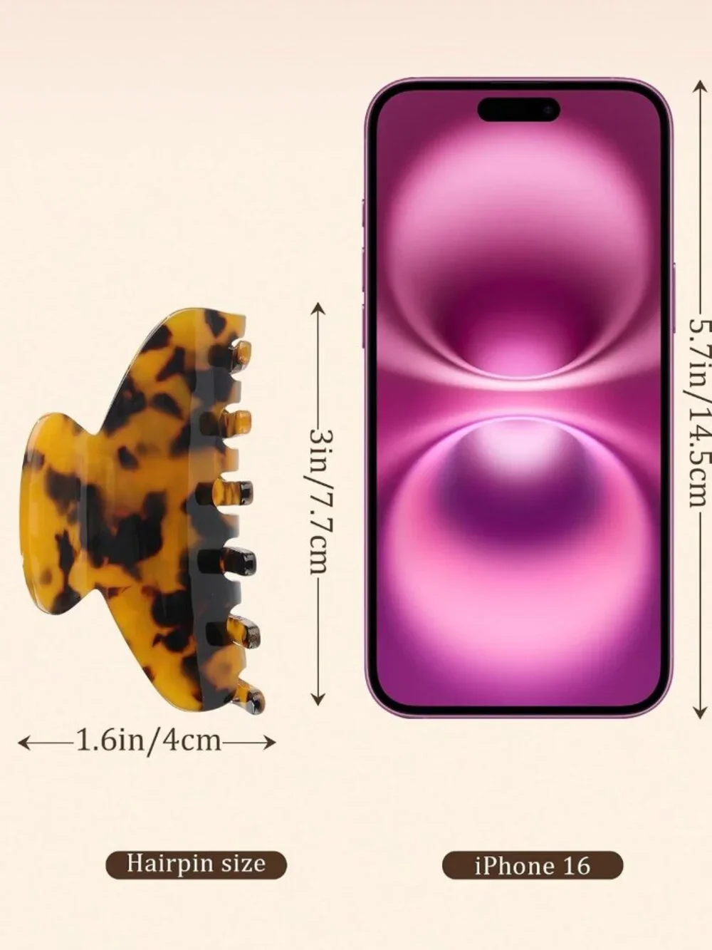 Medium Tortoise Acetate Hair Claw Clip for Women - 3 Inch Stylish Hair Accessory